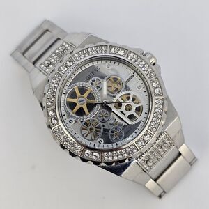 Guess Reveal Women's Watch 38MM Gray Dial Gray Bracelet Band 5.75" New Battery